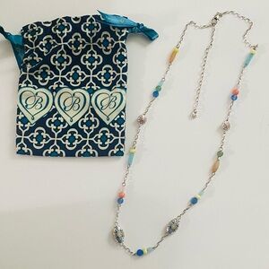 Bright Multicolor Beaded Long Necklace with Blue Accents - Brighton